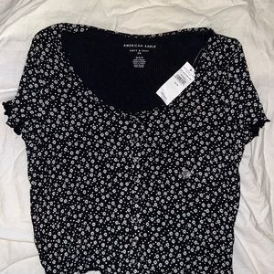 American eagle ribbed daisy tee